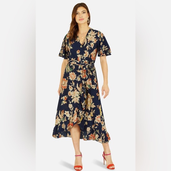 Chris and Carol  Floral Faux Wrapped Midi Dress - Picture 6 of 6